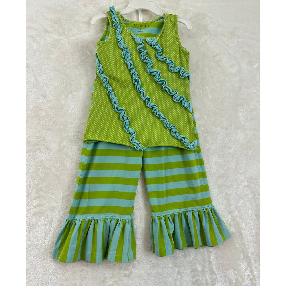 Mustard Pie 2pc Top Pants Set Girls 6X Ruffle Summer School